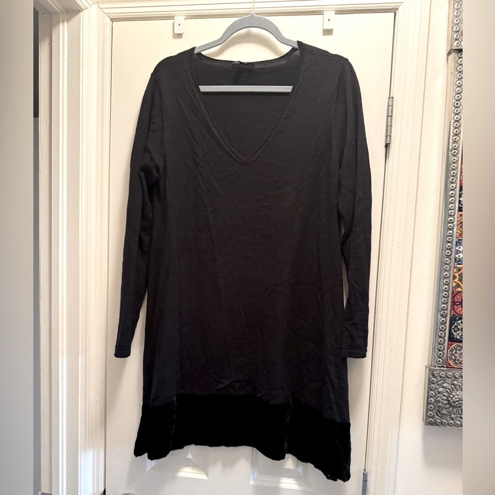 Eileen Fisher Wool Knit and Velvet Dress/Tunic Size M.